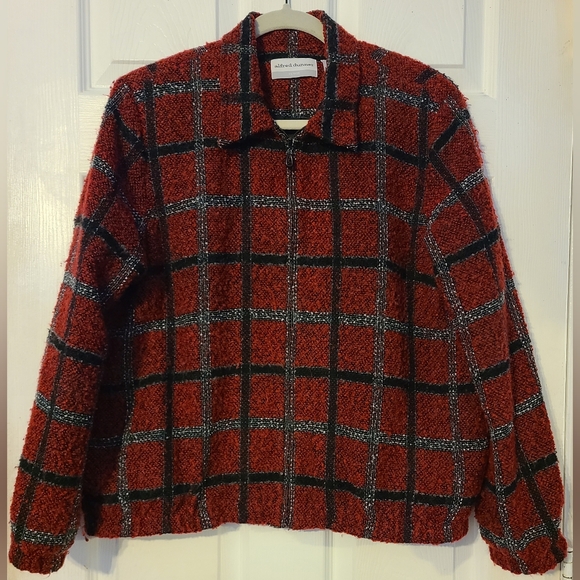 Alfred Dunner  Red Black Zip Collared Jacket Sz 12P - Picture 1 of 7